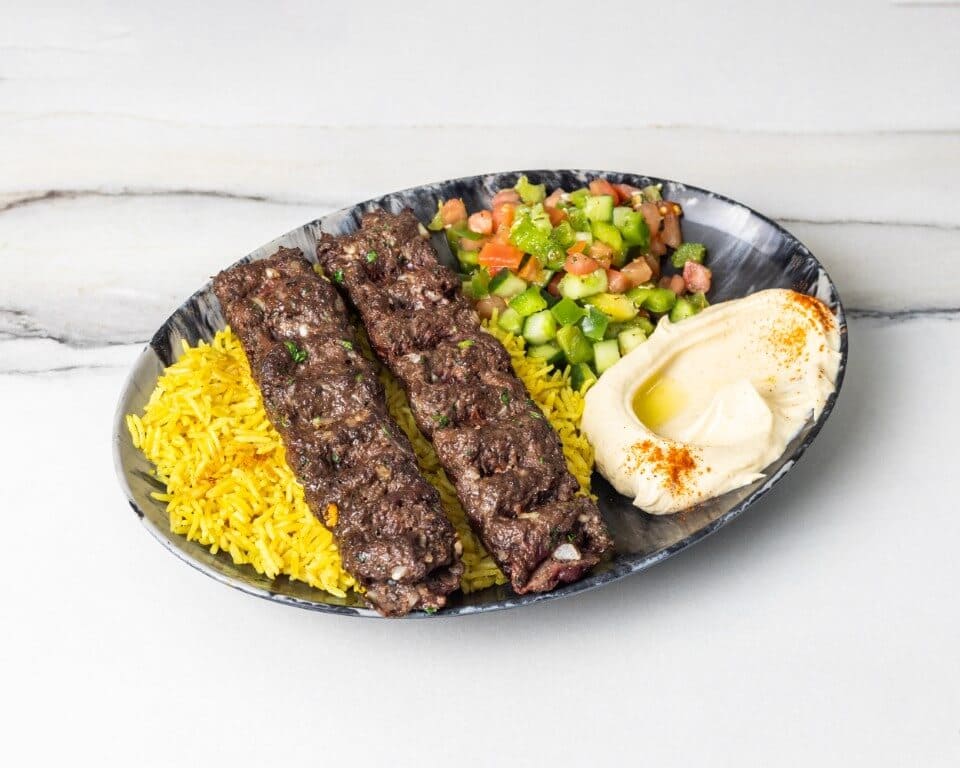 Aladdin Halal Grill traditional Lamb Kebab plate