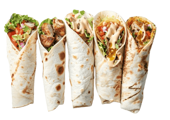 Delicious shawarma in pita wrapper